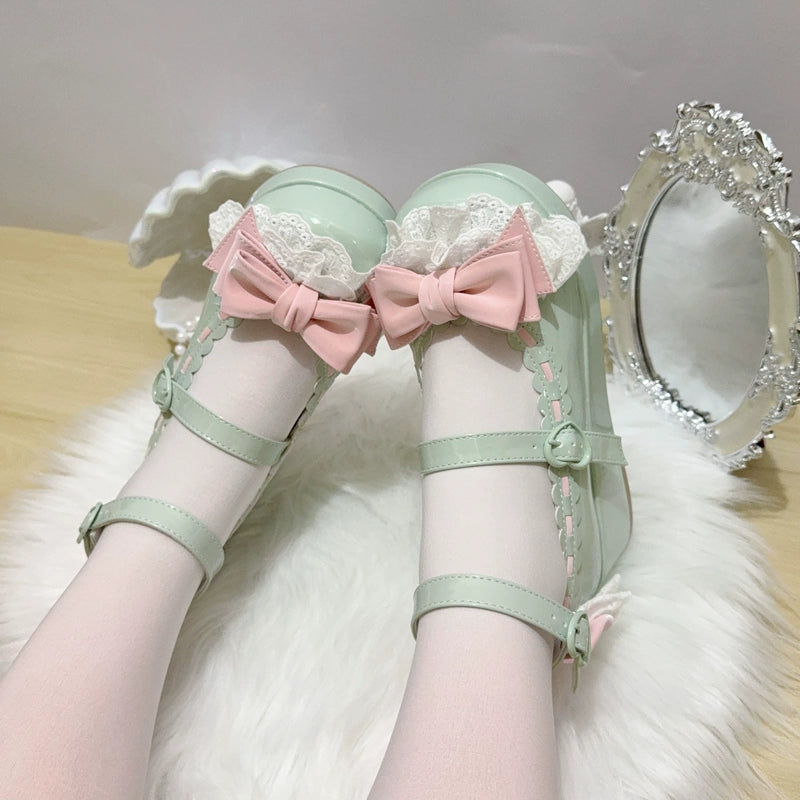 Jiujiu Lolita - Milky Puff - Sweet Lolita Heels Shoes, Round Toe With Petite Wedge (34 35 36 37 38 39 40 41) 43858:787914