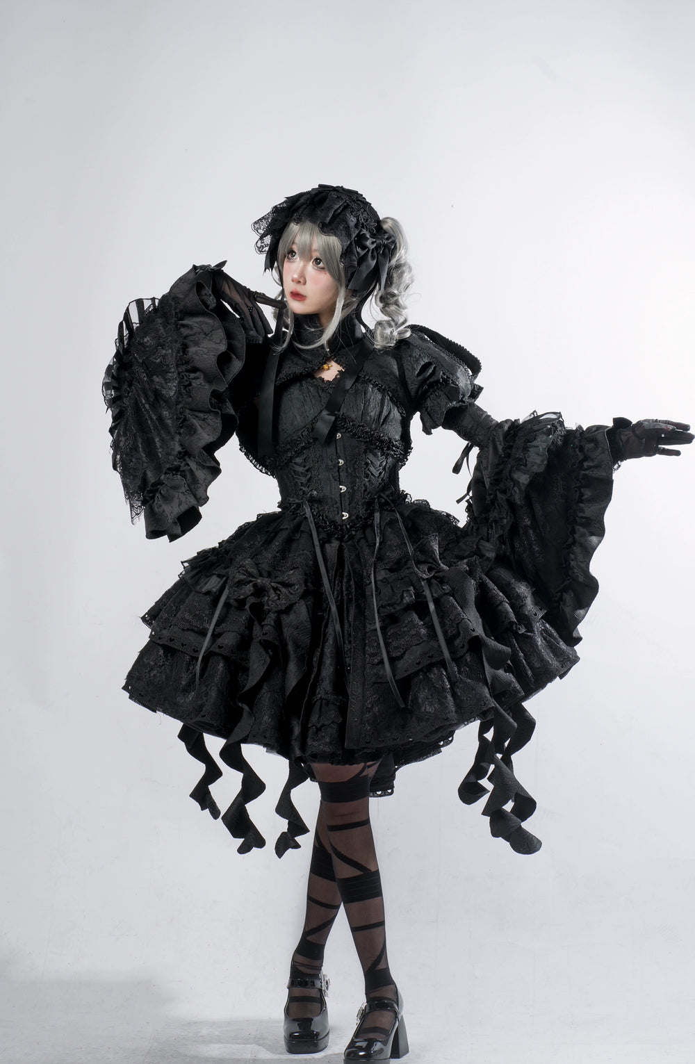 Smoothy~Caliburn~Gothic Lolita JSK Dress with Bolero with Detachable Sleeves