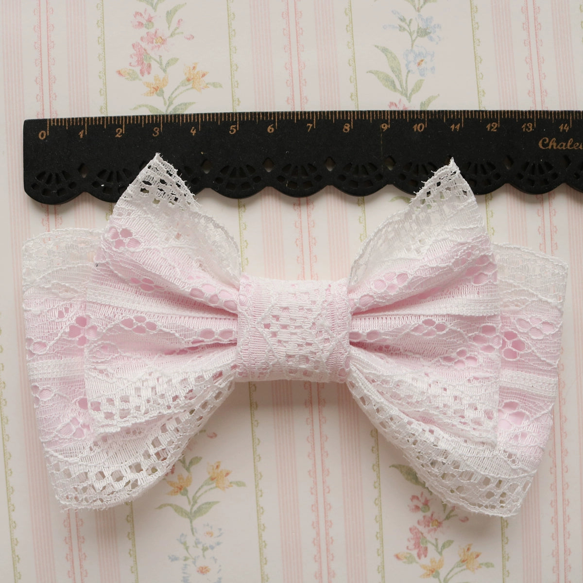 Creamy Bubbles - Sweet Lolita Hair Clip Pink Lace Bow Hair Clip and Brooch Handmade