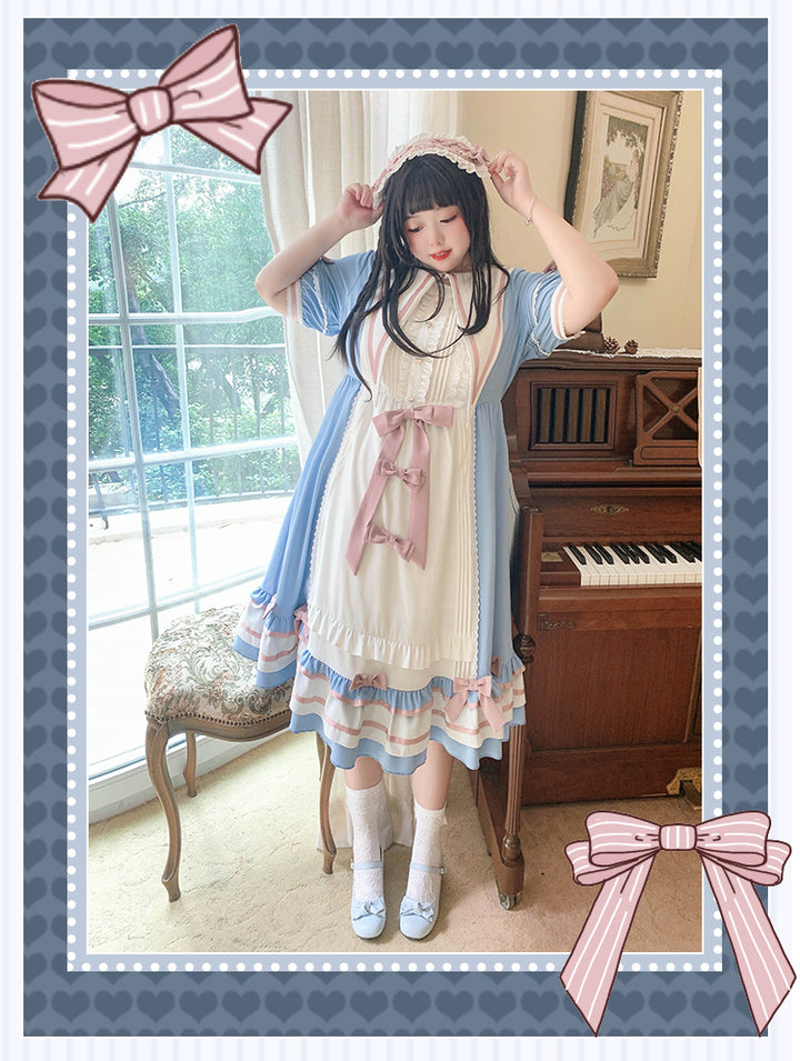 Niu Niu~Candy Sweethearts~Plus Size Lolita OP Short-Sleeve Princess Dress   