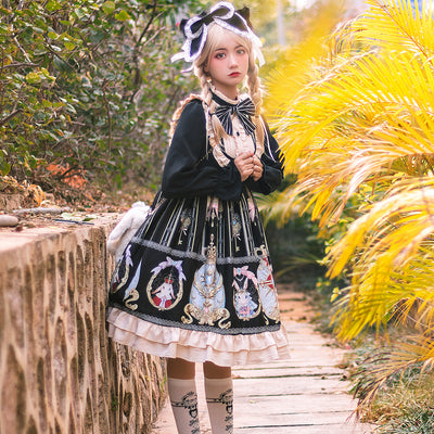 Niu Niu~Easter~Plus Size Black Long-sleeve Vintage Lolita OP XL black 