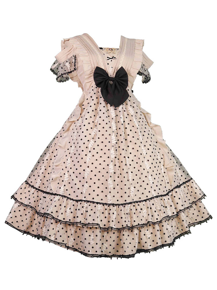CR Cat Romance~Coconut Milk Boo Boo~Elegant Lolita Polka Dot OP   