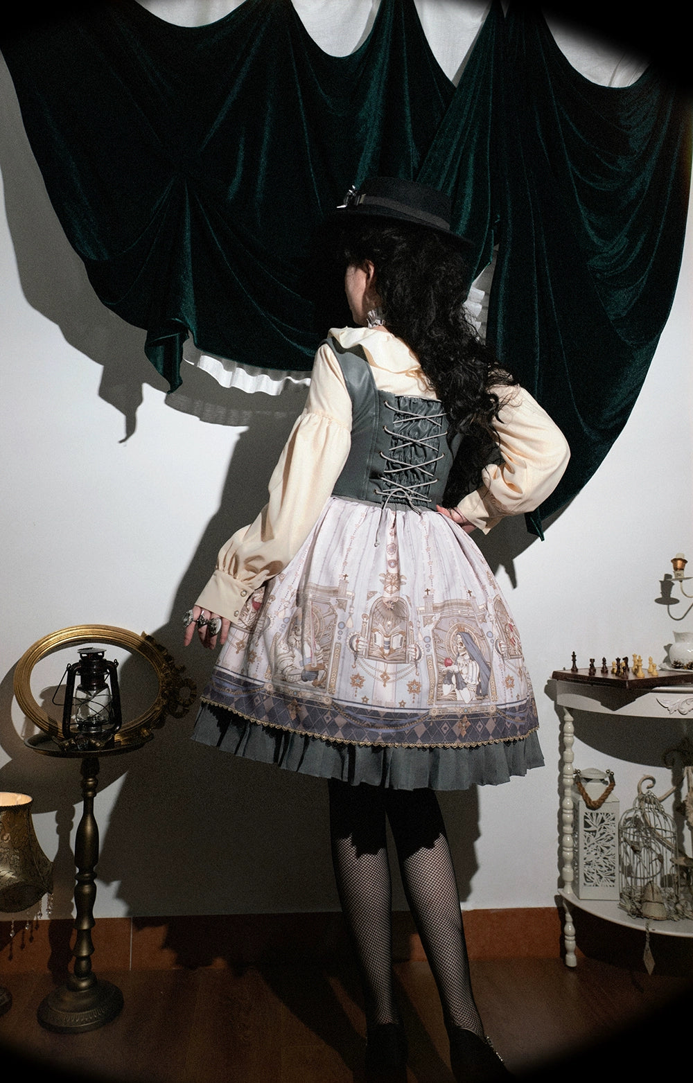 (BFM)Miss Point~Demon Hunting Notes~Gothic Lolita Cross Print Short Skirt   