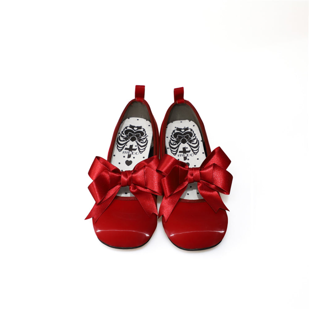 MODO~Beth~Kawaii Lolita Mary Jane Shoes Silk Round Toe 34 Low heel in red 