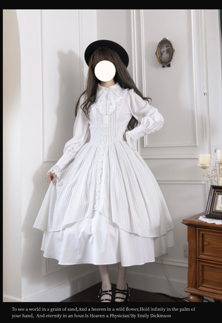 Alice in Wonderland~Love Moon Serenade~Striped Classic Lolita Skirt Preppy Style Commuting Dress