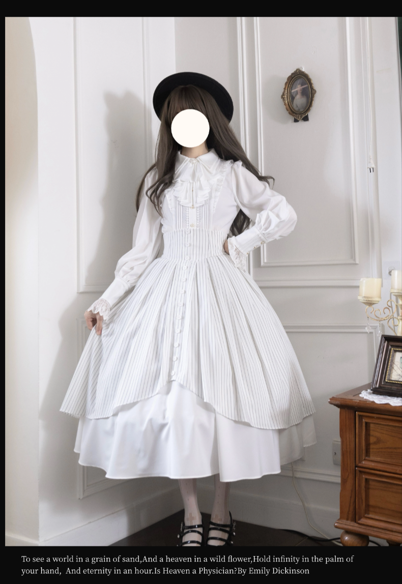 Alice in Wonderland - Love Moon Serenade - Striped Classic Lolita Skirt Preppy Style Commuting Dress 41240:688664