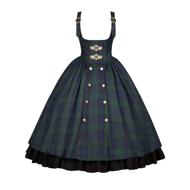 With PUJI - Berlin Souvenir - Plaid Preppy Style Lolita Bust Supporting JSK Outfit 43928:789903