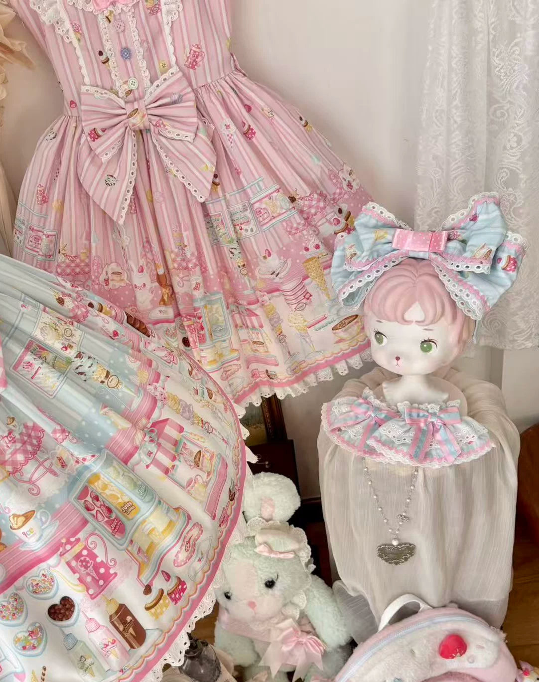 Summer Ice Cream Tale - Old School Lolita Ice Cream Printed OP & JSK Dress