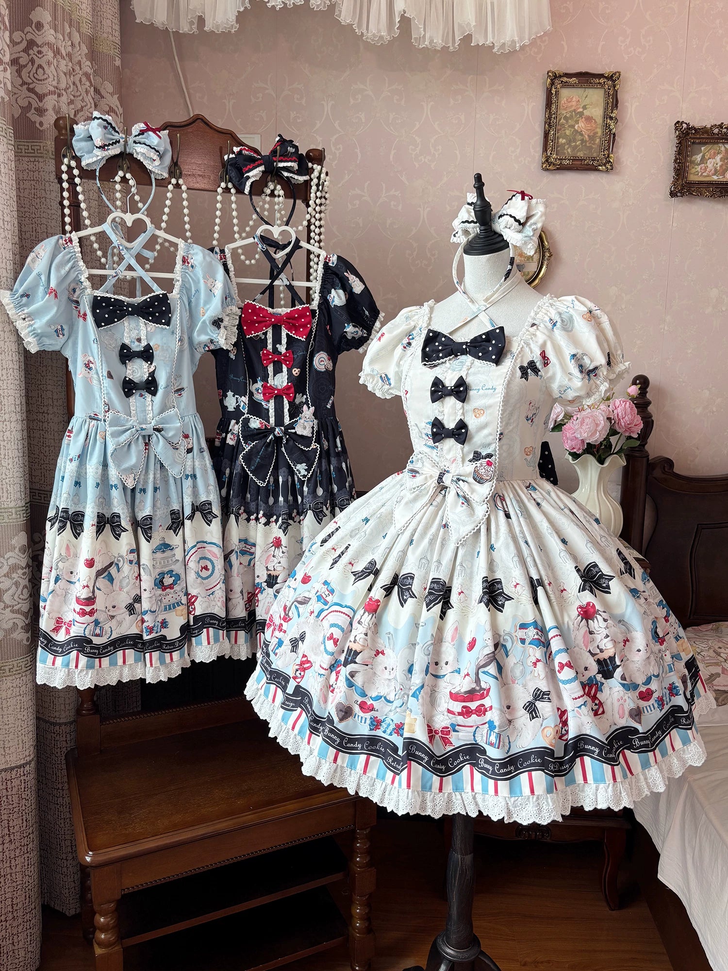 Myth Rabbit Tea Party - Sweet Lolita Dress Set, Bunny Print JSK 44460:809474