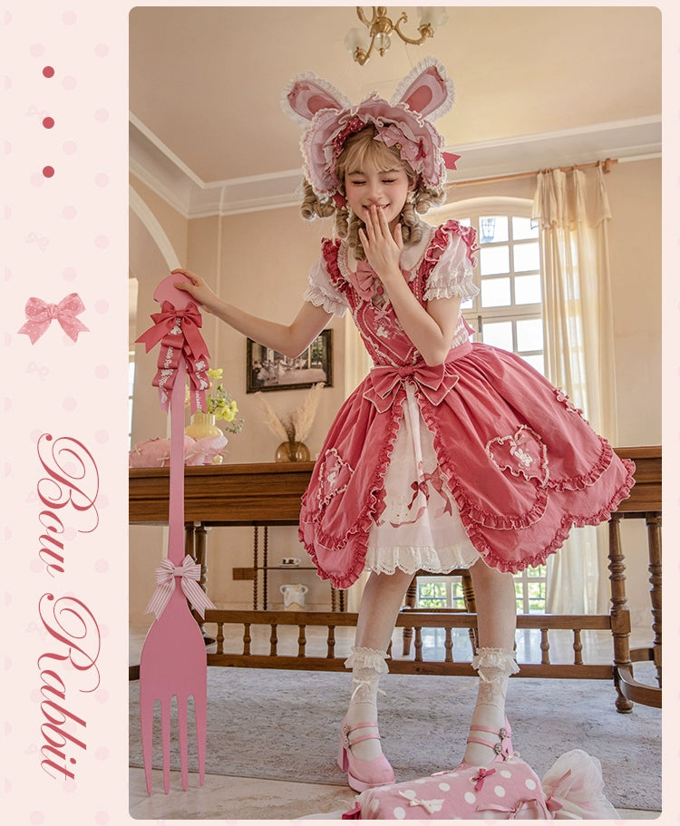 Mademoiselle Pearl~Bow Rabbit~IP Collab Sweet Lolita OP in Multiple Styles 43054:763712
