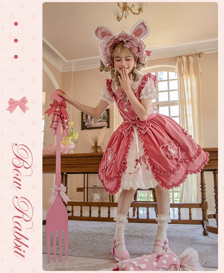 Mademoiselle Pearl~Bow Rabbit~IP Collab Sweet Lolita OP in Multiple Styles 43054:763712
