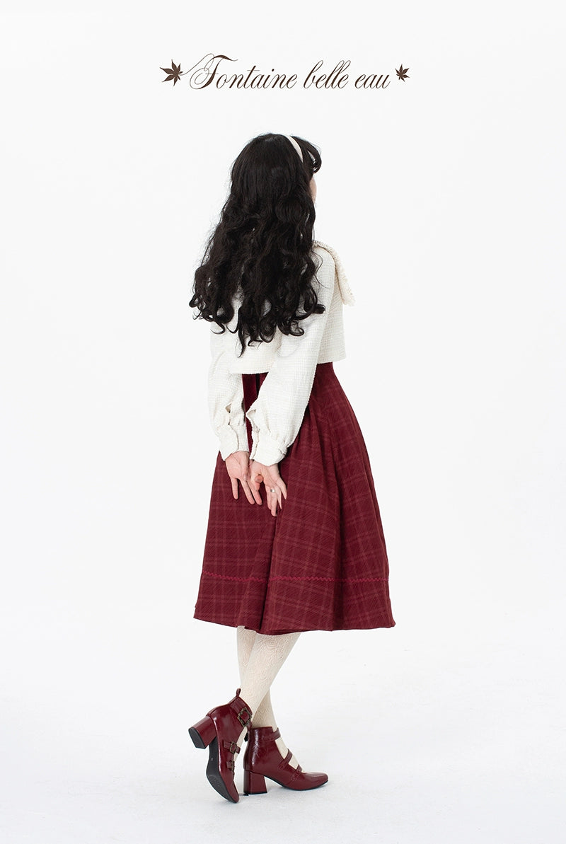 ZeeYe~Maple Dan Bai Lu~Classic Lolita Plaid Dress Long Sleeved OP 41384:692712