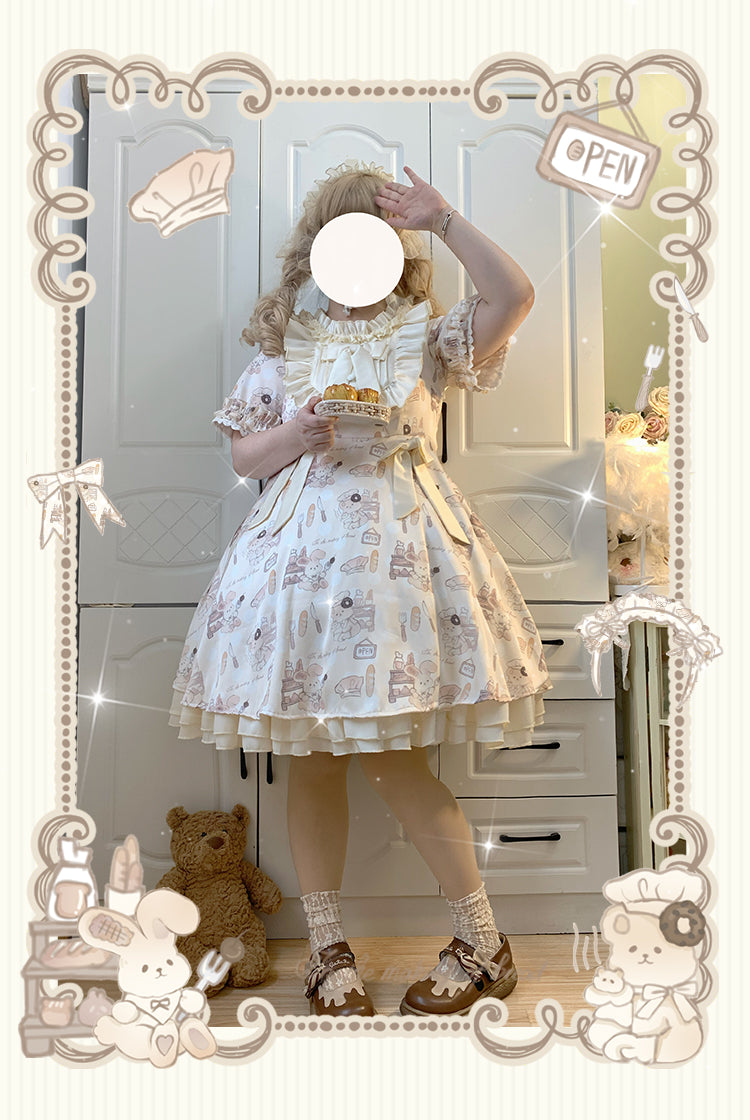 Naomistudio~Cartoon Dogs~Sweet Lolita OP Bows Dress Plus OP   