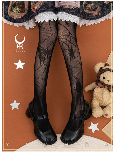 Yidhra~Gothic Lolita Spider Butterfly Net Pantyhose free size black 