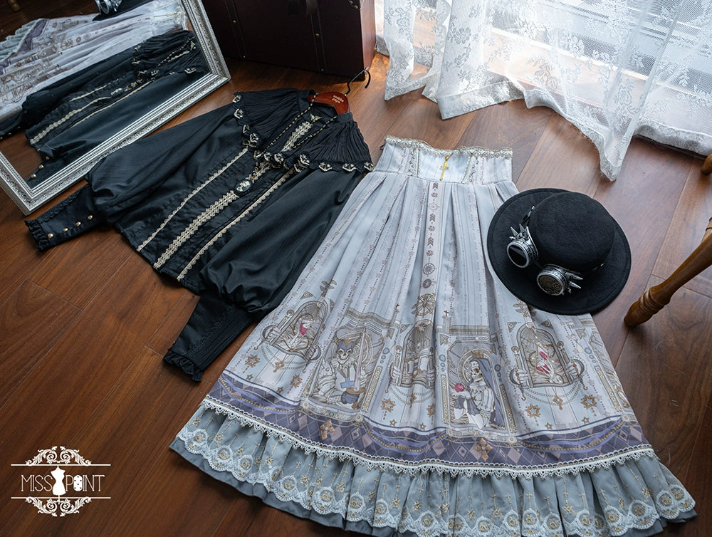 Miss Point - Demon Hunting Notes - Fishbone Gothic Lolita Skirt 33614:433780