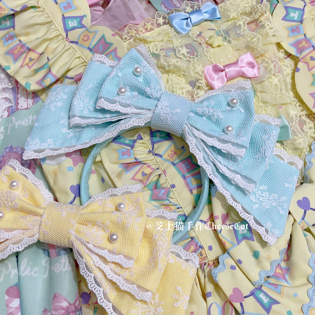 (Buyforme)Cheese Cat~Sweet Lolita KC Lace Butterfly Lolita KC with Pearl mint blue KC  