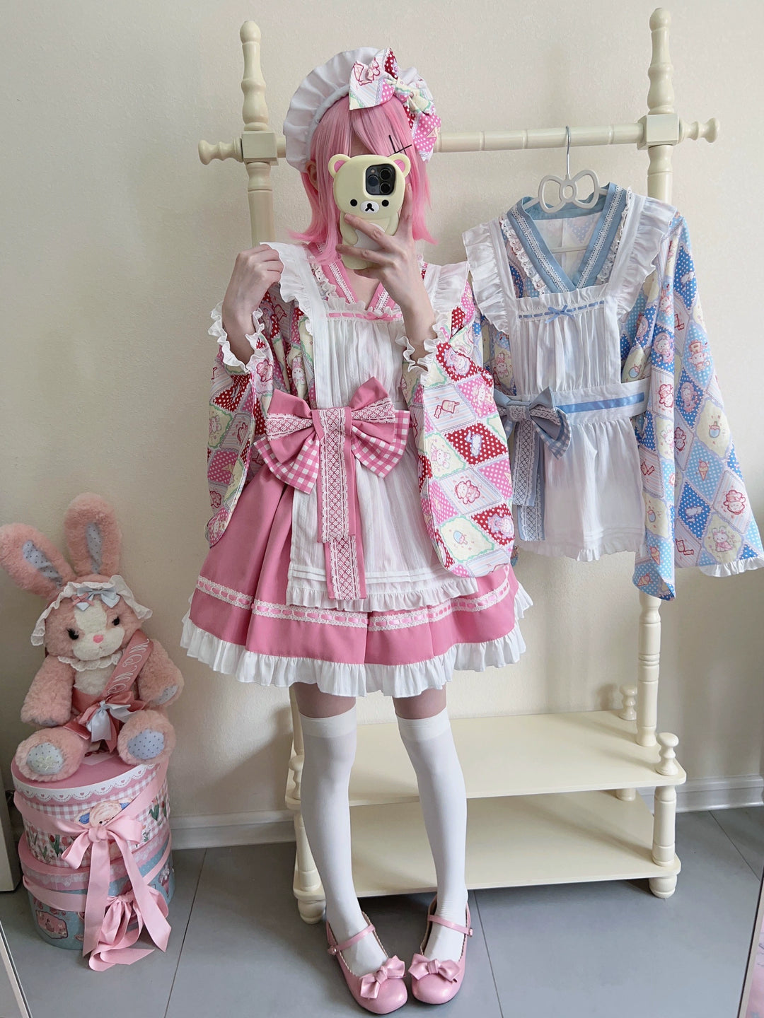 Sugar Girl~Showa Sweetness~Maid Wa Lolita Skirt Set Cute Summer Lolita Bow Apron   