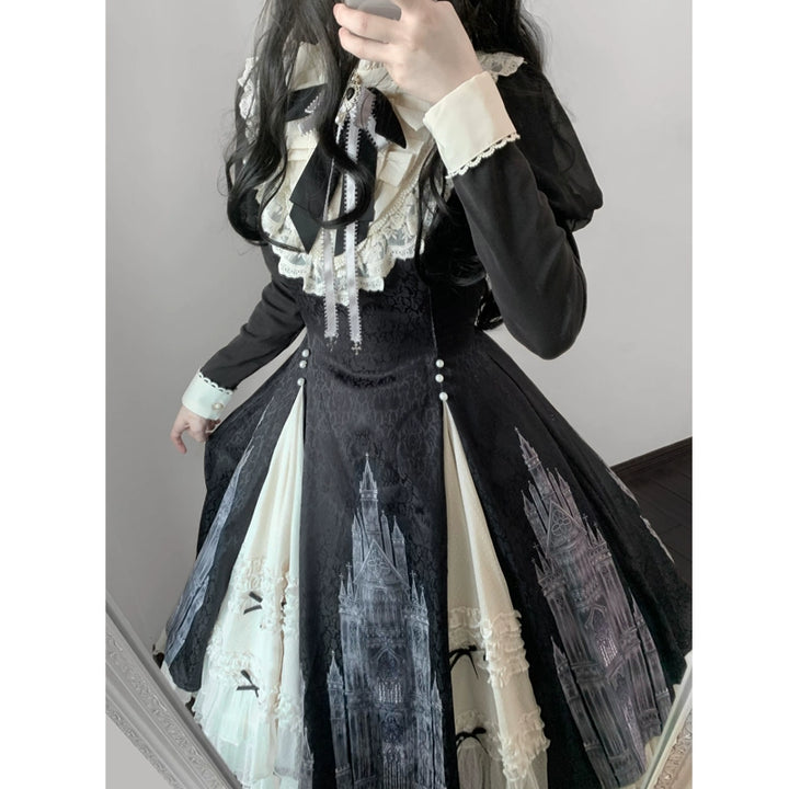 Letters from Unknown Star~Church Bell~Elegant Lolita OP Dress Long Sleeve Spring Autumn   