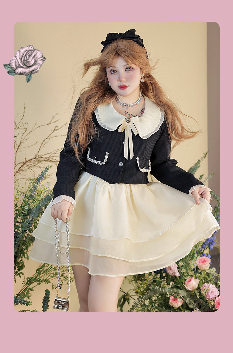 Yingtang - Plus Size Lolita Coat Elegant Puffy Skirt Suit