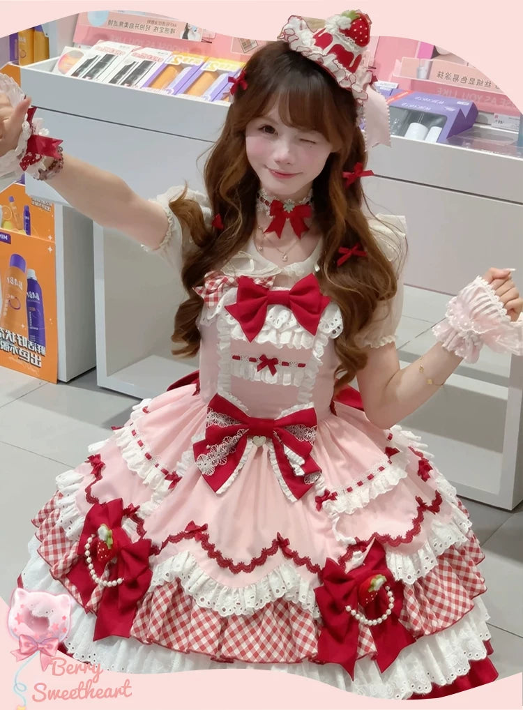 Berry Sweetheart - Sweet Lolita JSK Dress, Four Tiered Hem 44440:808047