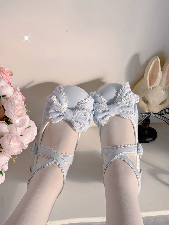 Pure Tea For Dream~Cotton Cutie~Sweet Lolita Shoes Low and Medium Heel Shoes with Bow 42297:735627