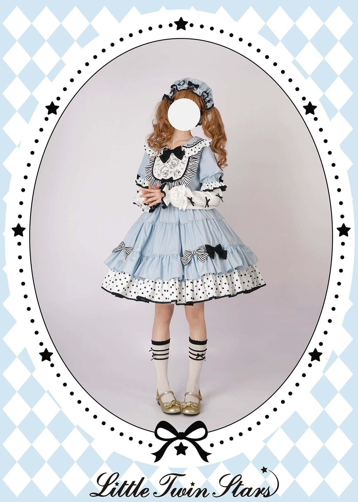 Vcastle~Sweet Lolita OP Dress Splicing Sleeve Apron Dot Print Dress 19776:303756