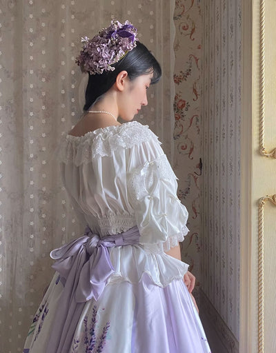 (Buyforme)Yolanda~ Lavender Smoke Floral OP Dress SK and Blouse   