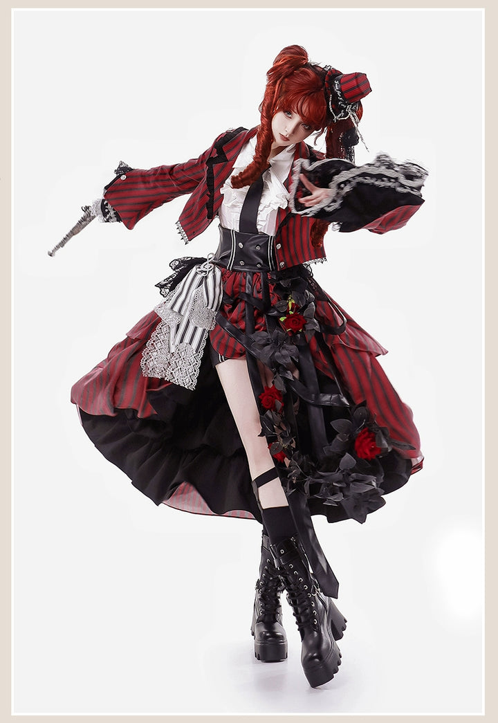 (BFM)Signorina~Golden Years~Ouji Lolita Skirt Suits Prince Elegant Dress Set XS Red set 
