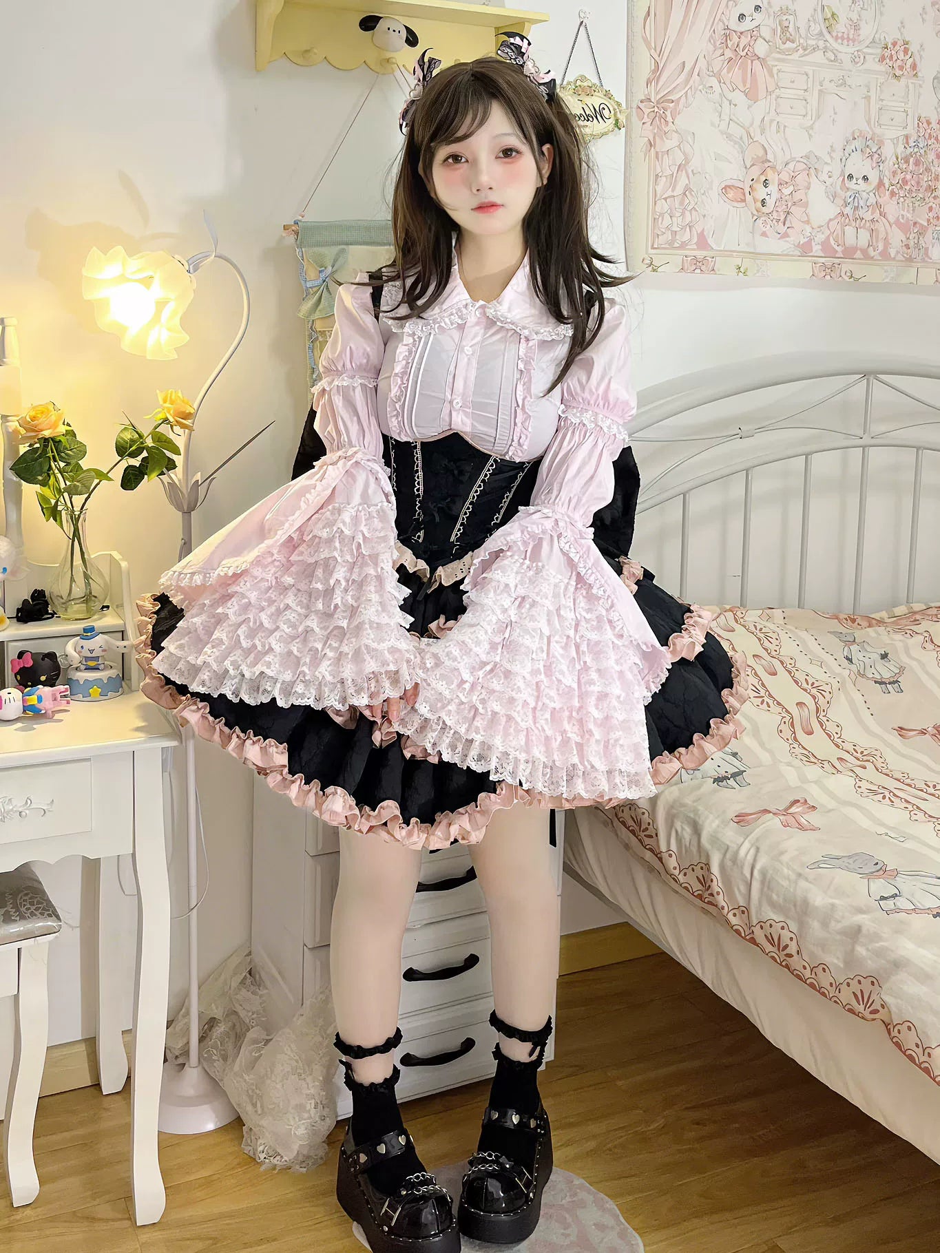 Sweet Lolita Cotton Shirt, Detachable Hime Sleeves