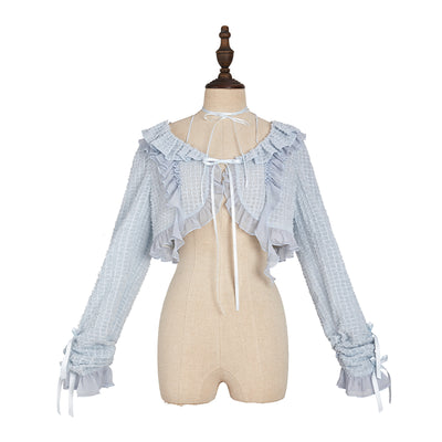 Nuit De Cellophane~Elegant Lolita JSK Dress Irregular Skirt Summer XS Blue Cardigan 