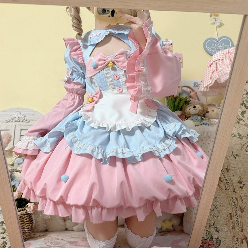 Hanguliang - Cute Maid Lolita Apron OP Dress 33118:406150