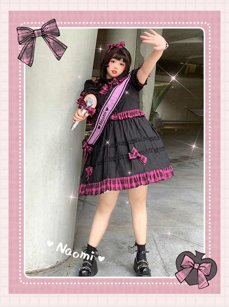Niu Niu~Nao Mi~Plus Size Lolita Skirt Set Short Sleeve Shirt Plaid Print   