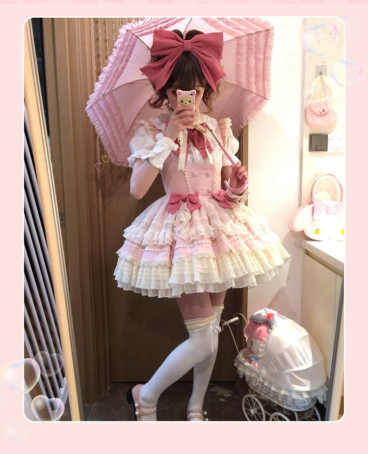 Sakurahime~Cupid Overture~Sweet Pink Lolita Jumper Dress Bust-Supporting JSK