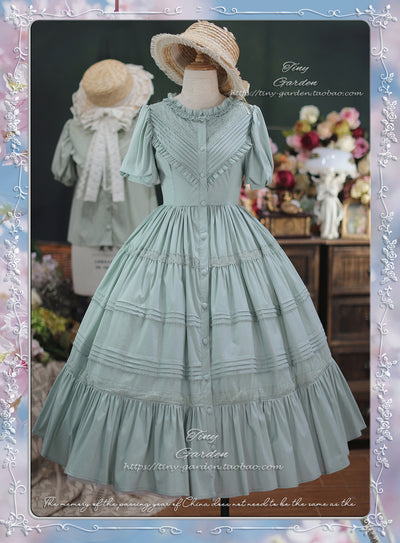 Tiny garden~Elegant Lolita Short Sleeve OP Multicolors S green 
