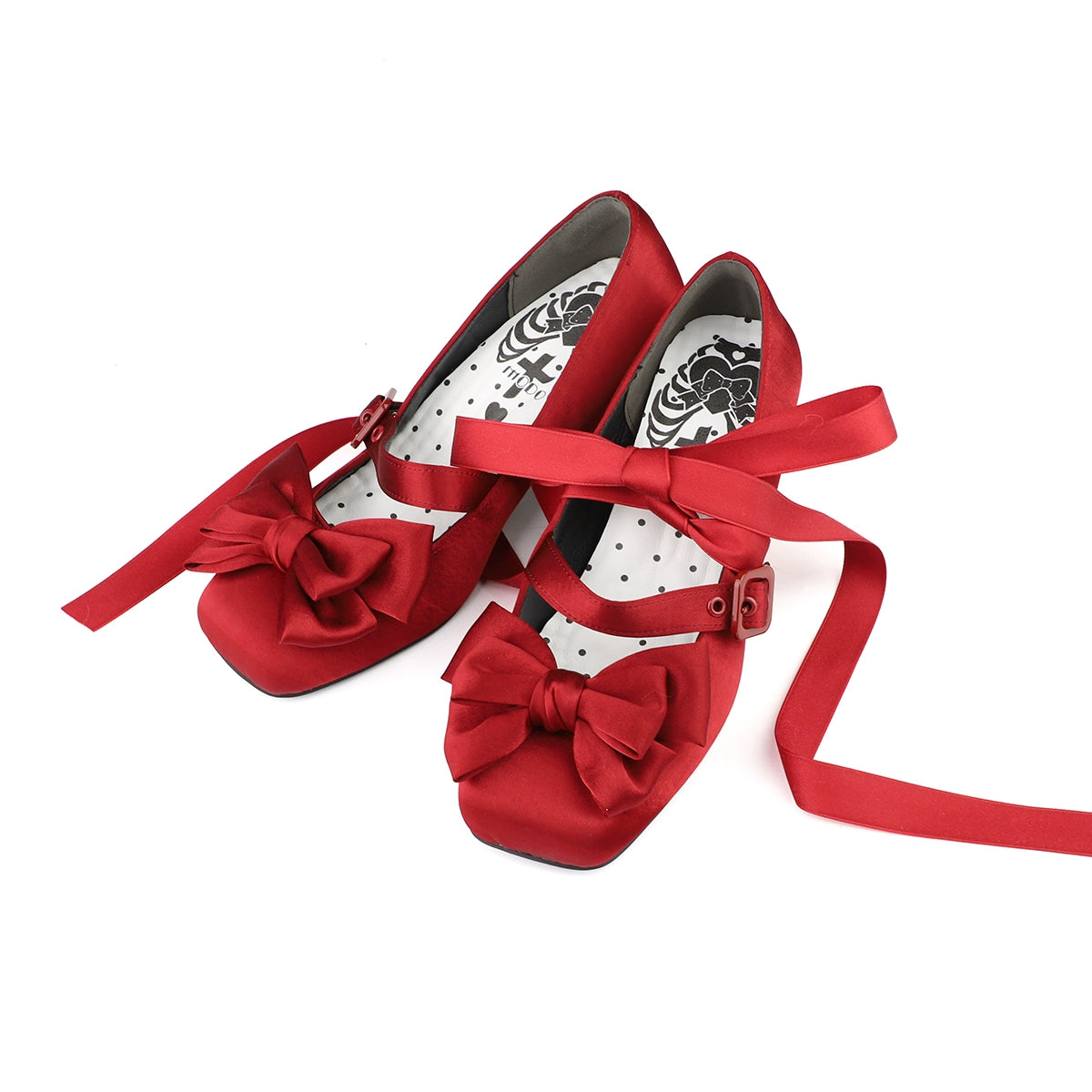 MODO - Sisi - Elegant Lolita Satin Shoes, Square Toe Burgundy 34