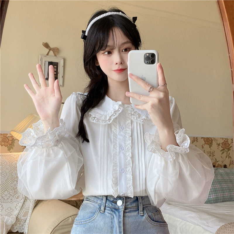 Sugar Girl - Sweet Lolita Shirt White Doll Collar Shirt