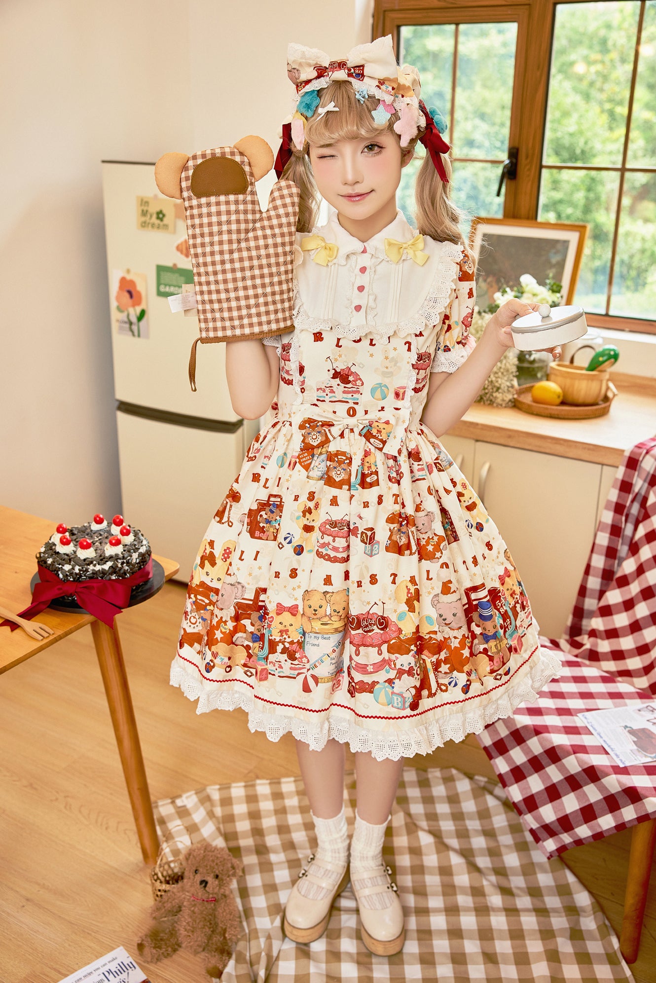Nn Star~Sweetberry Baby~Kawaii Lolita Bear Print OP   