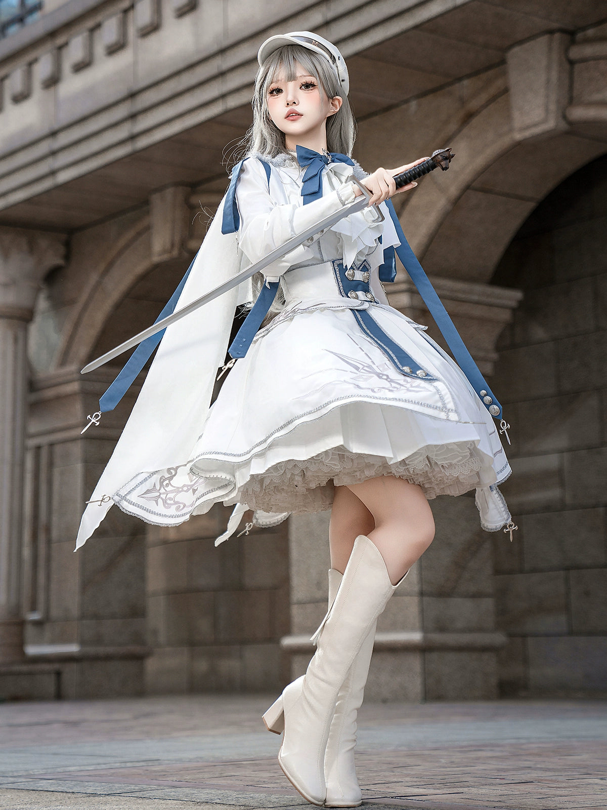 Designer's Gift - Luminous Cavalier - Military Lolita Skirt Set Long-Sleeved Shirt