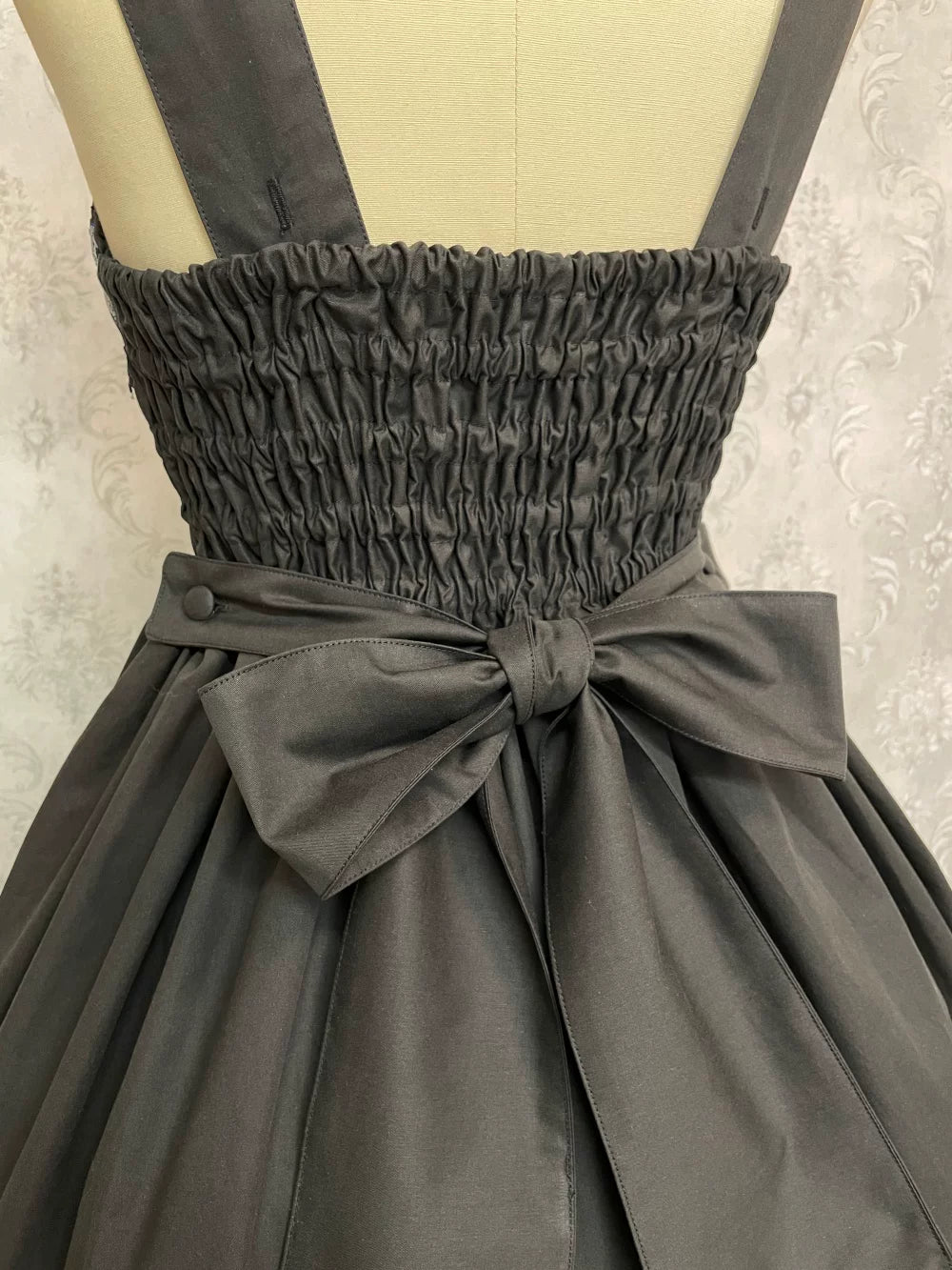 Alice of the Night - Gothic Lolita JSK Cotton Dress, Embroidery & Blue Florals Waist Tie Only