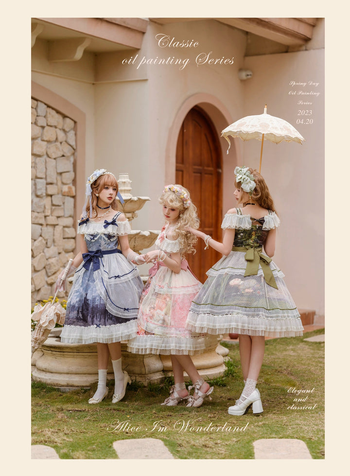 (BFM)Alice In Wonderland~Vintage Elegant Lolita JSK Dress Palace Style Summer Dress   