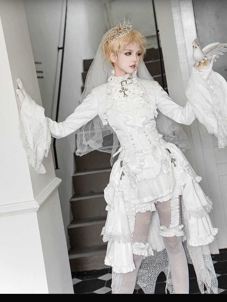Forest Fluorescent Carps - Omega Wedding Gothic Ouji Lolita White Suit