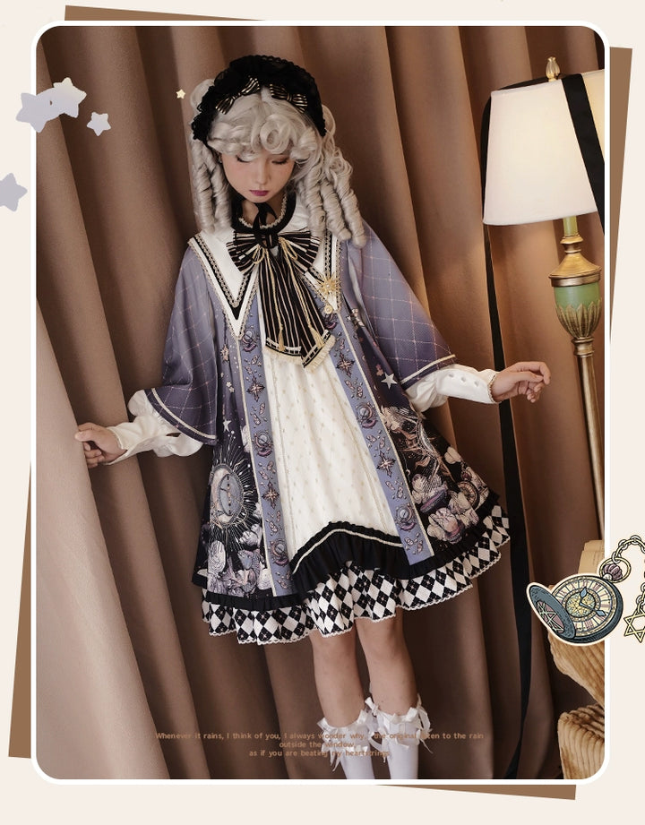 Honey Machine~The Secret Of Astrology~Kawaii Casual Lolita Printed OP Dress Long Sleeve   