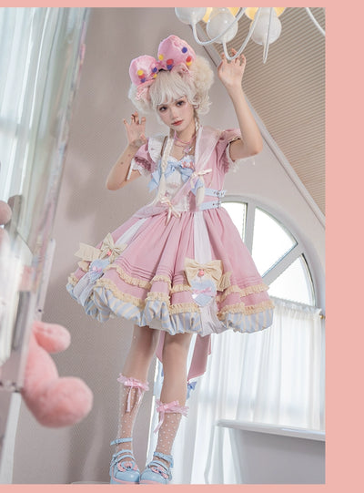 OCELOT~Sweet Lolita Pink Cat Tail OP Dress Set   