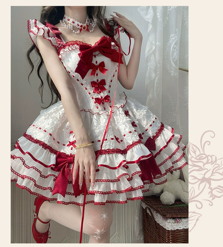 Sakurahime - Velour Love - Princess Sweet Lolita JSK Dress, Tiered Ruffles
