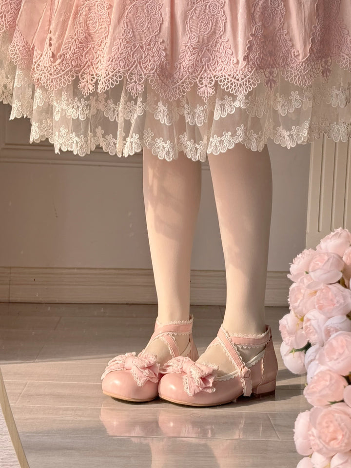 Pure Tea For Dream~Cotton Cutie~Sweet Lolita Shoes Low and Medium Heel Shoes with Bow