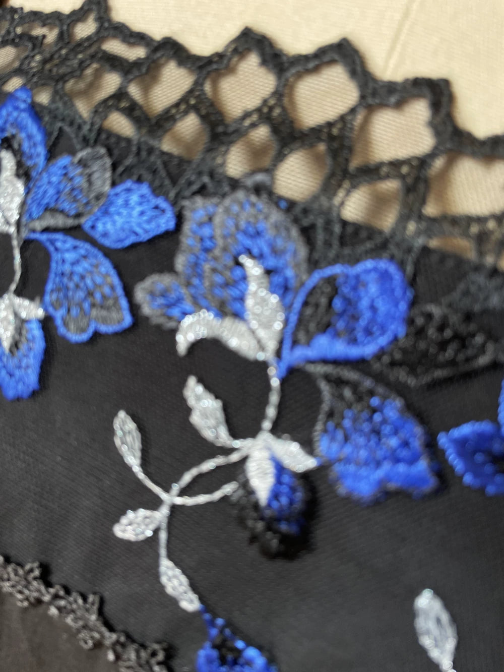 Alice of the Night - Gothic Lolita JSK Cotton Dress, Embroidery & Blue Florals