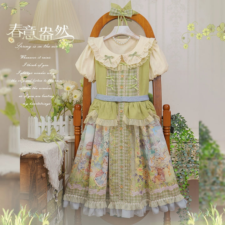 Strawberry Fantasia~Spring In The Air~Sweet Lolita JSK Green Lolita Dress   