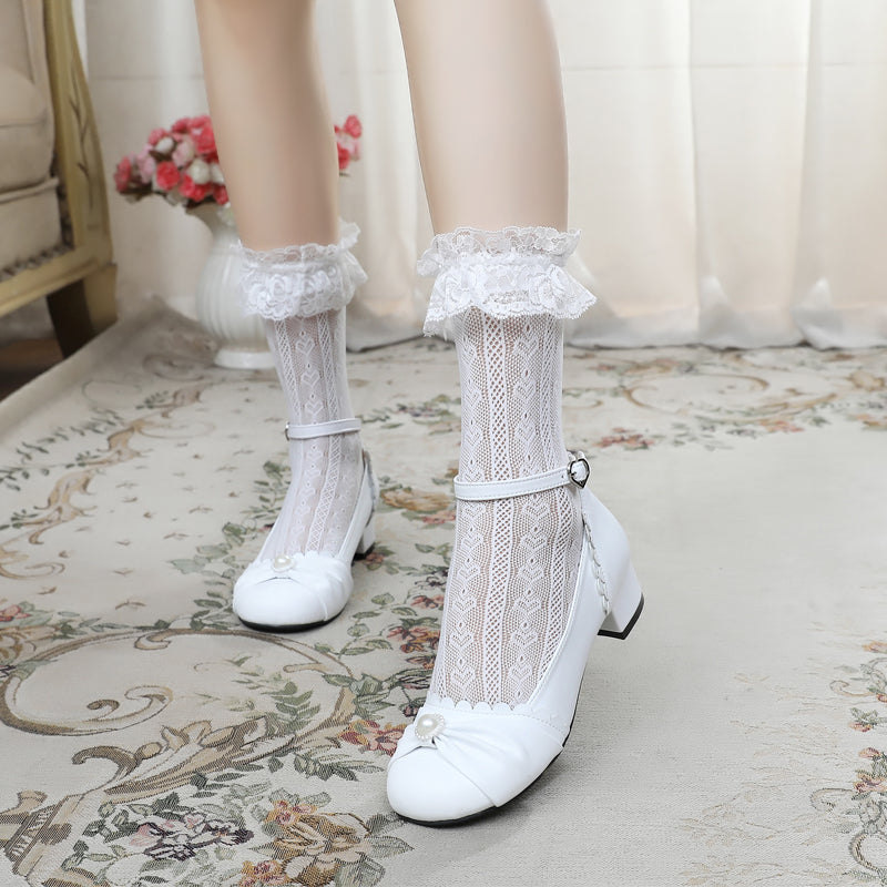 Sosic - Shell Dew - Sweet Lolita Bow Round Toe Shoes