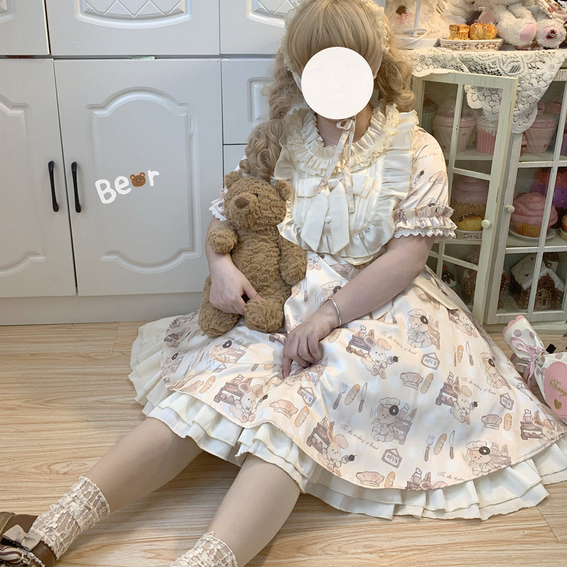 Naomistudio~Cartoon Dogs~Sweet Lolita OP Bows Dress Plus OP   