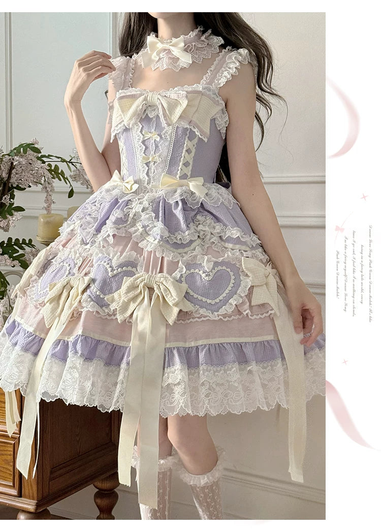 Dream Melody - Gorgeous Sweet Lolita JSK Dress, Lace & Bows 44442:809756